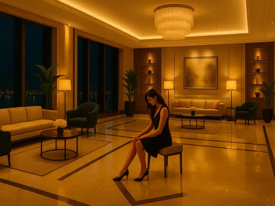 How Outcalls Work in Panama: Discreet and Legal Luxury Services 1 Escort discreetly arriving at upscale hotel for private outcall