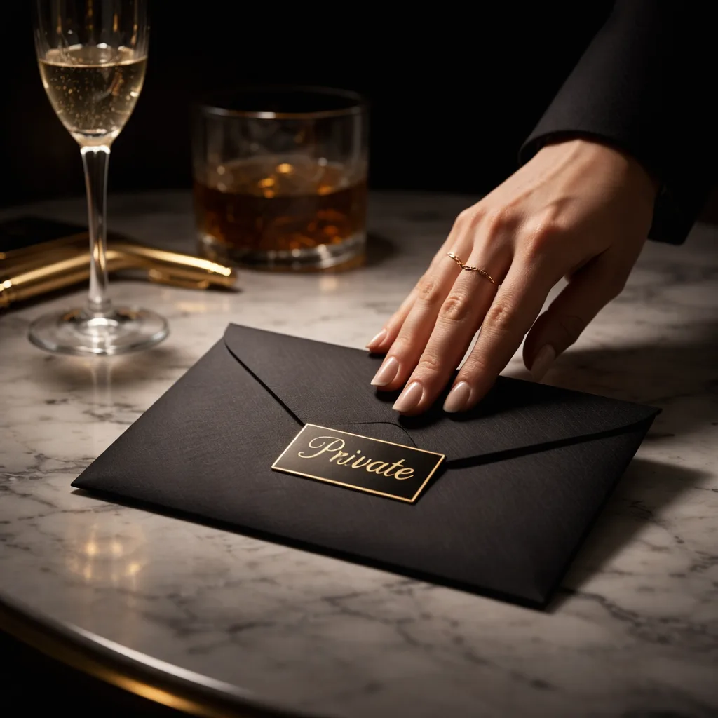 Luxury lifestyle setting with a refined couple sharing a private moment in an exclusive city terrace environment.