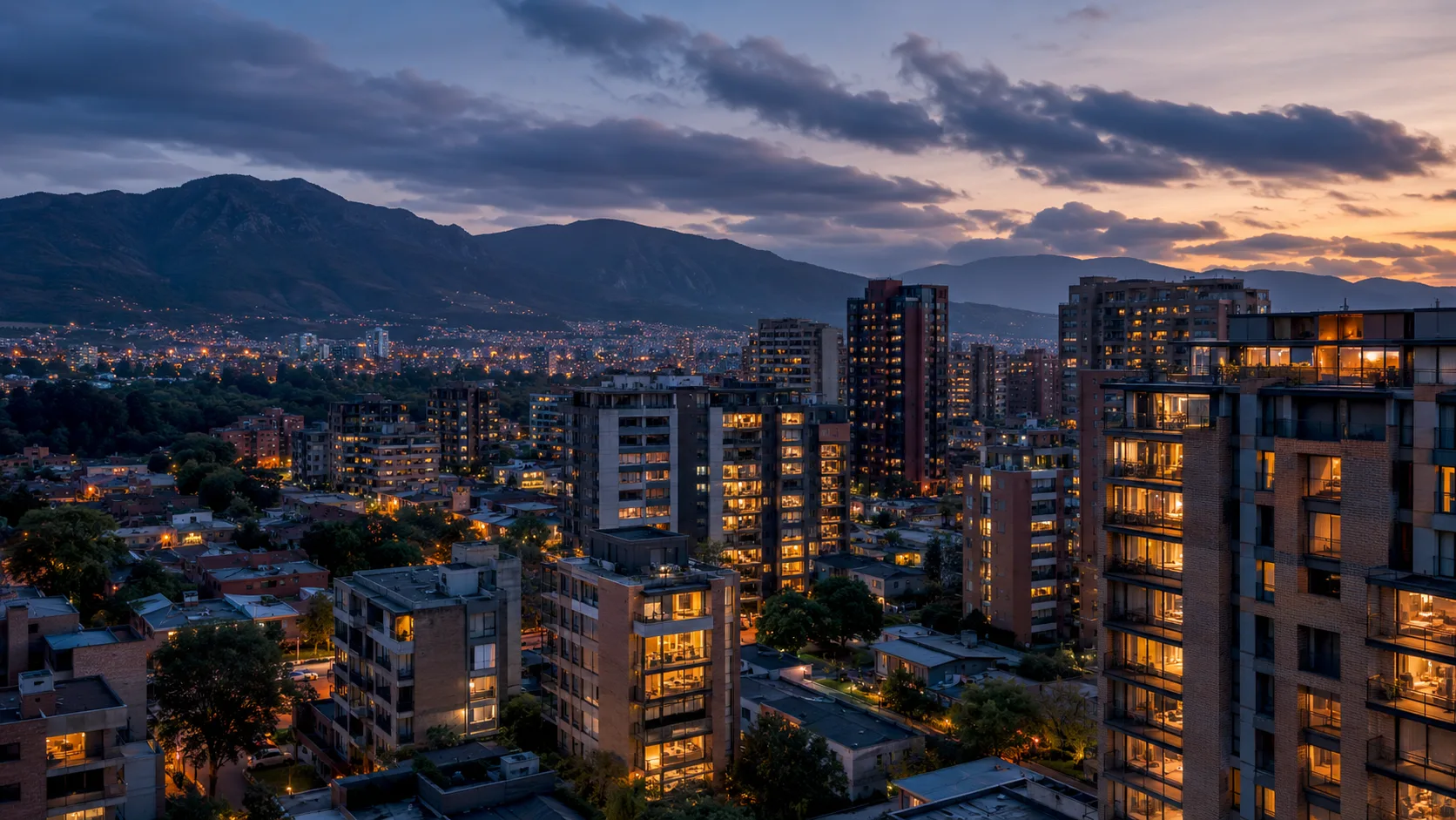 Bogotá skyline at dusk for executive travel guide